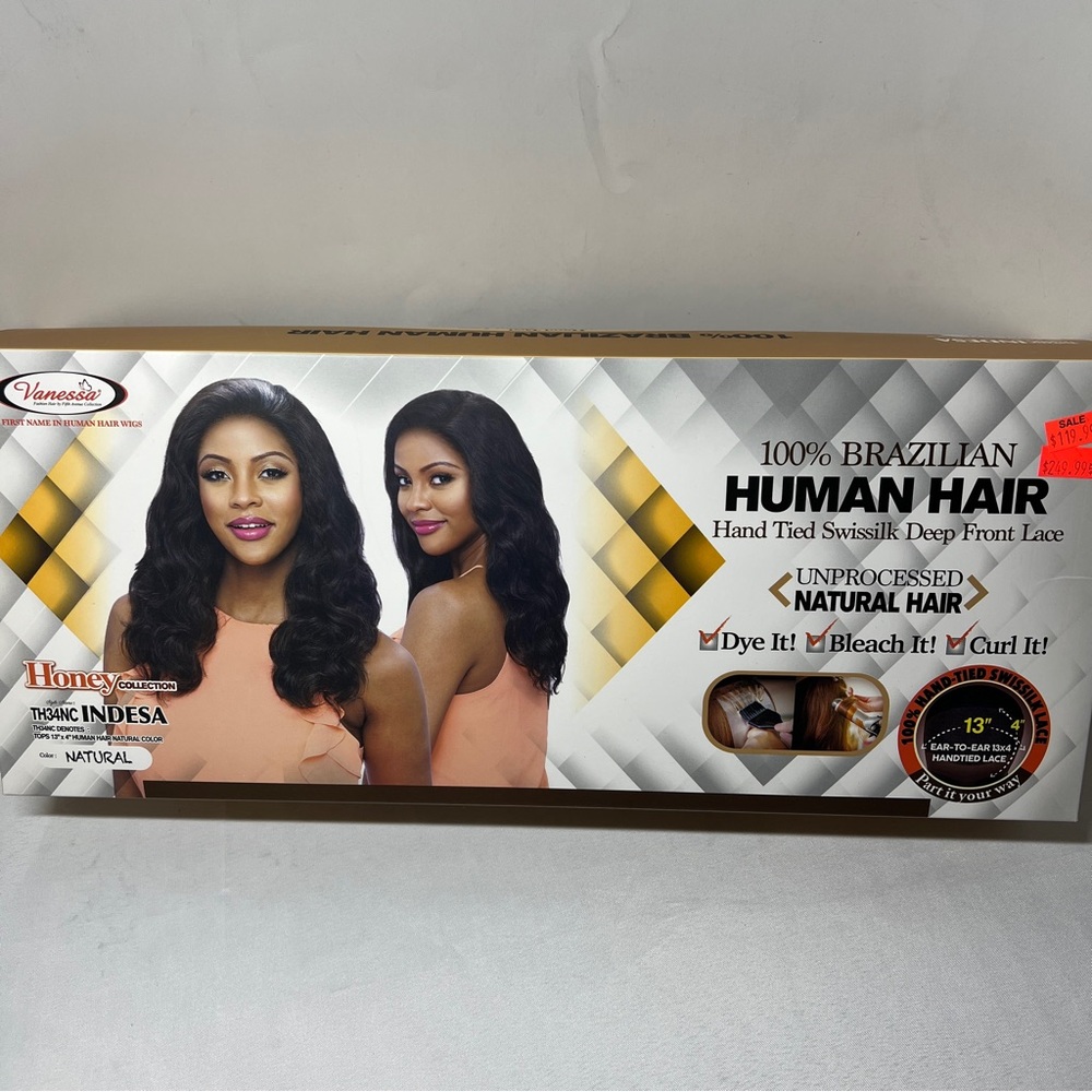13x4 Swisssilk Lace Wig 100% Unprocessed Brazilian Human Hair Natural Black NWT